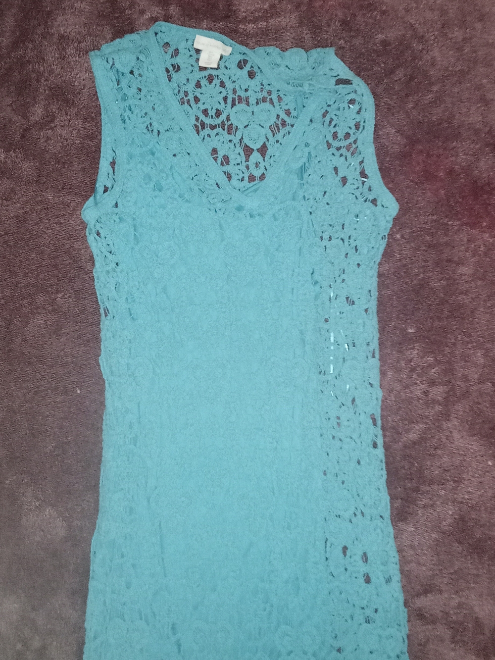House of Harlow 1960 Teal Crochet Sleeveless Midi Dress